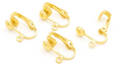 Produktbild von Vintageparts Ohrclips mit Aufhängung goldfarben, 4 Stück