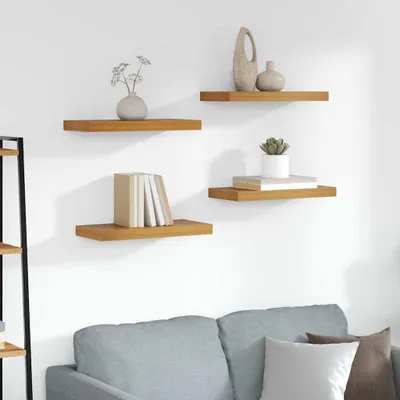 Obrázek produktu pro Maison Exclusive – Nástěnné police, 4 kusy, hnědé, 50 x 23,5 x 3,8 cm, materiál: dřevovláknitá deska