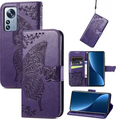 Produktbild von König Design Hülle kompatibel mit Xiaomi 12 Pro Kunstleder Handyhülle - Handy Case Dunkelviolett