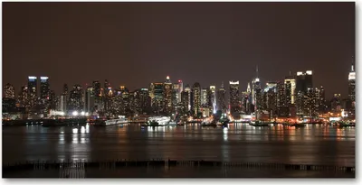 Produktbild von Tulup® Glas-Bild - 100x50 -Wandkunst - Wandbild hinter gehärtetem Sicherheitsglas  - Sehenswürdigkeiten & Architektur - New York bei Nacht - Schwarz