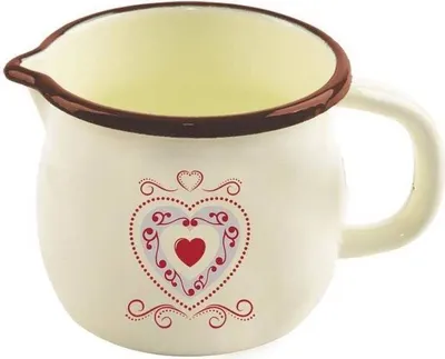 Produktbild von Orion Emaille-Becher emaillierter Trinkbecher mit Henkel 12 cm HERZ