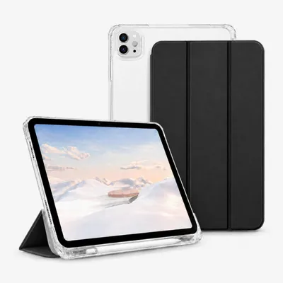 Produktbild von Hülle für iPad Pro 13 Zoll M5 2025 & M4 2024 – Klapphülle mit transparenter Rückseite, Stifthalter, Standfunktion & Stoßschutz