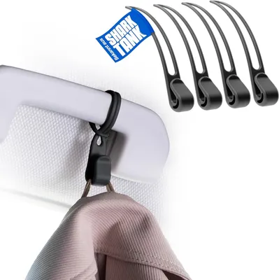 Obrázok produktu pre Háčik do auta, na opierku hlavy, 4 ks, čierny, na bundy