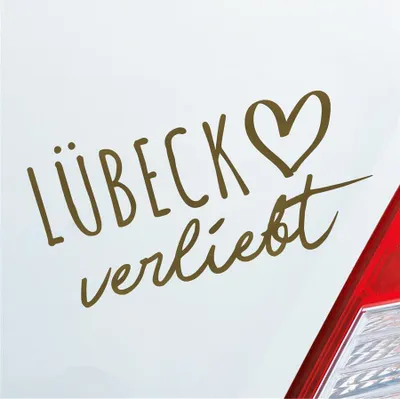 Produktbild von Auto Aufkleber Lübeck verliebt Herz Stadt Heimat Liebe Car 19x10 cm Gold Sticker Heckscheibenaufkleber