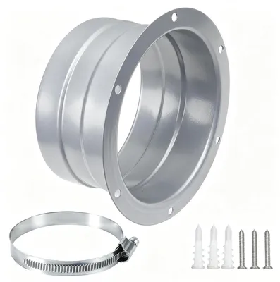 Metall-Wandflans 125 mm, Lüftungsschlauchadapter mit Klemmen