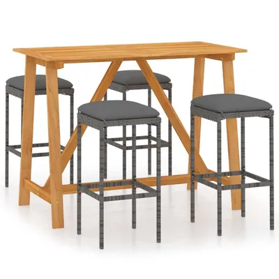 Produktbild von vidaXL 5-tlg. Gartenbar-Set mit Kissen Grau
