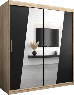 Produktbild von Kleiderschrank, Schiebetürenschrank Schlafzimmer, Schrank mit Spiegel RHOMB 180 cm