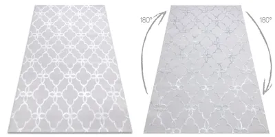 Obrázok produktu pre Moderný koberec MEFE 8504 Clover, Flowers - Štrukturálny, dvojúrovňový fleece sivý / biely sivý 80x150 cm