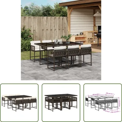 Produktbild von The Living Store 7-tlg. Garten-Essgruppe mit Kissen Braun Poly Rattan