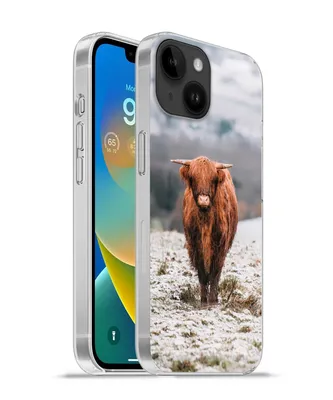 Produktbild von MuchoWow® Handyhülle Schutzhülle Hülle für Apple iPhone 14 - Softcase Schottischer Highlander - Schnee - Berg Silikon Softcase Handy Hülle - Mobiltelefonhülle