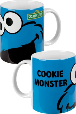 Produktbild von Sesamstraße Tasse - Krümelmonster Kaffeetasse aus Keramik Cookie Monster Weiß/Blau 320 ml