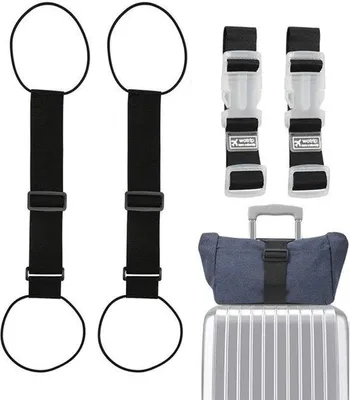 Produktbild von 2 Stück elastischer Befestigungsgurt für Gepäck & 2 Stück Koffergriff Schnallenriemen für Taschen, verstellbare Gepäckträger für Koffer, tragbares Reisekofferzubehör