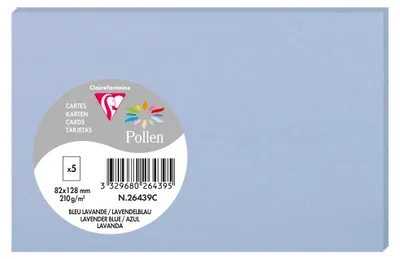 Produktbild von Clairefontaine 5 Karten Pollen 82x128 lavblau