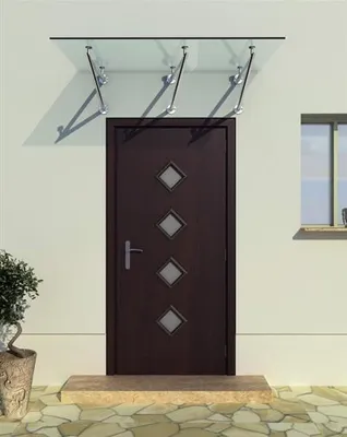 Produktbild von BuyLando (3V) 230x90 cm Klarglas Glasvordach inkl. Edelstahlhalter gebürstet