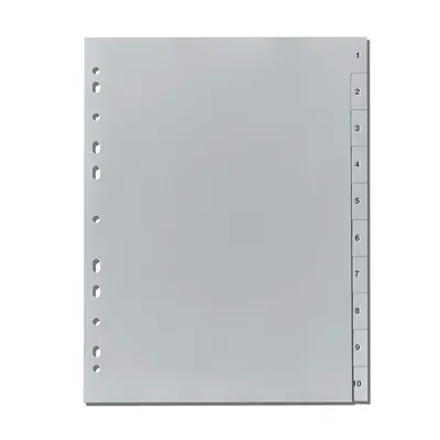 Produktbild von Herlitz Kunststoff Register Zahlen 1-10 DIN A4 10-teilig grau