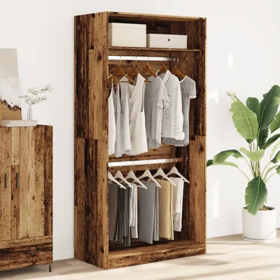 Produktbild von "2026 Aktion"Kleiderschrank - Schwebetürenschrank - praktischem Design - Altholz-Optik 100x50x200 cm Holzwerkstoff DEMöbel 5273005
