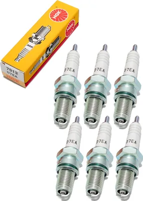 Image de Jeu de bougies d'allumage NGK 6x D7EA Bougie d'allumage, 19,0mm filetage long Ø 12,0mm Hex 18,0mm, écart entre les électrodes 0,75mm, valeur thermique 7, 7912