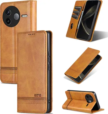 Obrázek produktu pro Kožené pouzdro pro Xiaomi Redmi K80, skládací peněženkové pouzdro s magnetickým uzávěrem a stojánkem Žluť