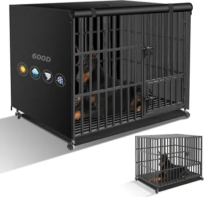 Imagen del producto de Cubierta para transportín de perro, fabricada en Oxford 600D, impermeable y resistente al viento, de 61x46x51 cm, apta para uso en interiores y exteriores