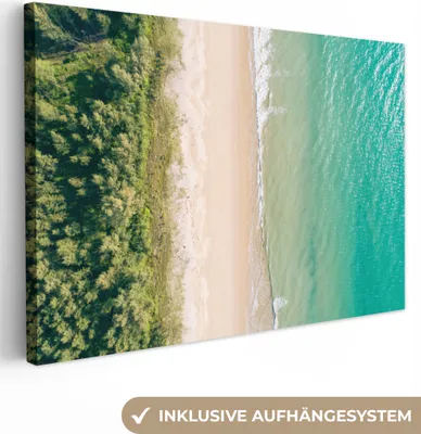 Produktbild von OneMillionCanvasses® - Leinwandbilder - 150x100 cm, Strand - Bäume - Wasser, Wandbilder Kunstdruck Wanddekoration