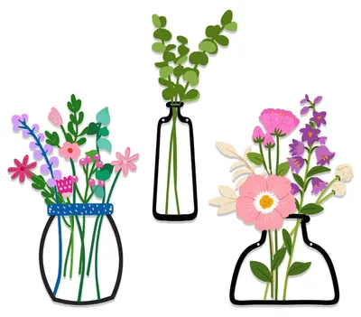 3er-Set Metall-Wandblumen, mehrfarbig, rustikale Deko