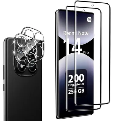 Produktbild von Schutzfolie für Xiaomi Redmi Note 14 Pro 4G, 2x Displayschutz, 2x Kameraschutz, 9H Härte, HD Klar