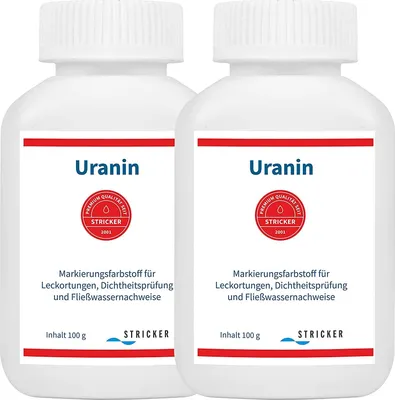 Produktbild von Uranin - Hochwirksames Wasser-Färbemittel zur Leckortung, Gewässermarkierung 2x 100g