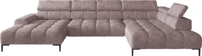 Produktbild von Plaza Ecksofa in U-Form, Rechte Seite, Funktional Komfortable Schlaffunktion Verstellbare Kopfstützen Verstellbarer Sitz Wellenfedersystem Hochelastischer Schaum 385x216 cm, Puderrosa