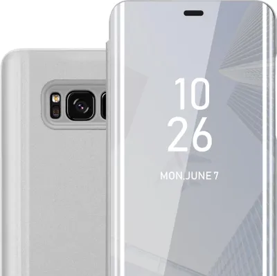 Immagine prodotto di Cadorabo custodia per telefono cellulare per Samsung Galaxy S8 in argento copertura posteriore copertura protettiva copertura libro custodia libretto