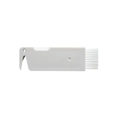 A gray cleaning tool with bristles on a white background.