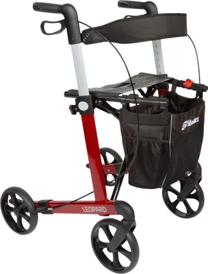 Produktbild von Rollator Mobilex Leopard mit Schleifbremse und Softrädern Rot