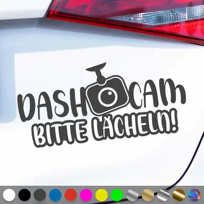 Produktbild von PantherPixel Dash Cam Aufkleber Bitte Lächeln Videoufnahme Kamera Sticker Auto Geschenkidee Farbe Dunkelgrau