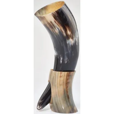 Produktbild von Wikinger Trinkhorn Mittel - Wikinger Trinkhorn - Nordisches Trinkhorn - horn wikinger - Wikinger Bierhorn - wikinger trinkhorn