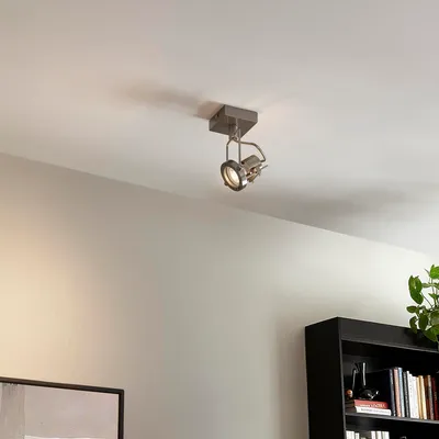 Produktbild von QAZQA - Industrie I Vintage I Industriespot Stahl I Silber I nickel matt drehbar und kippbar - Suplux I Wohnzimmer I Schlafzimmer - Stahl Rund I Quadratisch - LED geeignet GU10