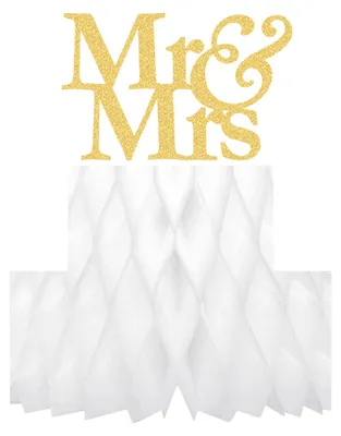 Produktbild von 2x Wabenball "Mr & Mrs" aus Papier schwer entflammbar 24cm