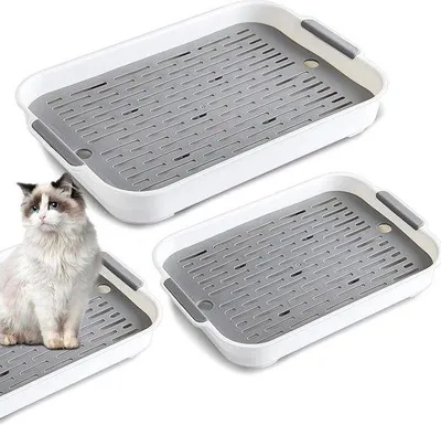 Image de Toilettes pour chats domestiques - Bac à urine rectangulaire - Toilettes pour chats domestiques - Bac à urine en plastique - Toilettes pour chats - Toilettes pour rongeurs - Bac à urine pour animaux de compagnie