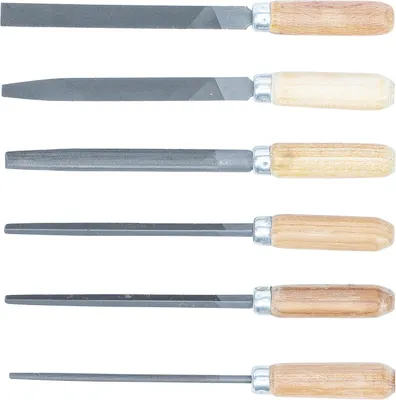 Produktbild von Schlüsselfeilen-Satz mit Holzgriff, 100 mm, 6-teilig, Hieb 2, in Tasche