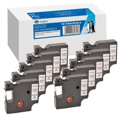 Productafbeelding van G&G 19332 G&G Schriftband 10ner Set für DYMO D1/ S0720530/ 45013ß