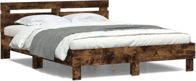 Obrázek produktu pro Maison Exclusive - Rám postele s čelem a LED osvětlením kouřový dub 140 x 200 cm