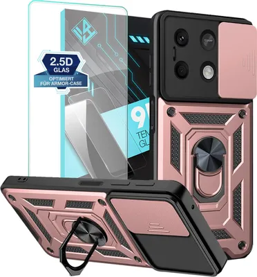 Produktbild von Armor Handyhülle für Xiaomi Redmi Note 13 mit 9H Displayglas Displayschutz Kameraschutz Handy Panzer Case Cover Schutzhülle Outdoor Farbe: Rosegold