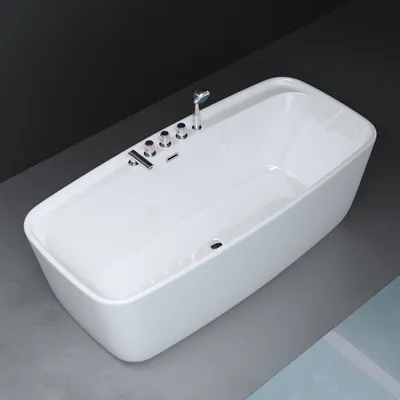 Produktbild von Mai & Mai Freistehende Acryl-Badewanne 170x80cm Rechteckig inkl. Armatur und Handbrause, Farbe: Weiß, Material: Sanitäracryl V612MA