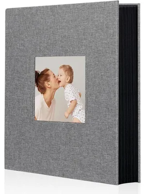 Zdjęcie produktu dla Album fotograficzne, twarda okładka z płótna, szare, z oknem, na 300 zdjęć 10x15 cm