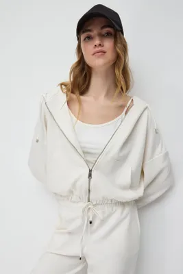 Produktbild von Kapuzenstrickjacke mit Reißverschluss, Ecru, S