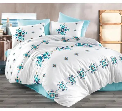 Zdjęcie produktu dla Bawełniana pościel Hippi Turkusowa Rozmiar: 140x200 + 70x90 cm