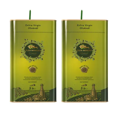Produktbild von Elea Minon Extra natives Olivenöl 2x5 Liter, Kanister mit Ausgießer von der griechischen Insel Kreta, Griechisches Olivenöl aus Kreta, Kalt gepresst