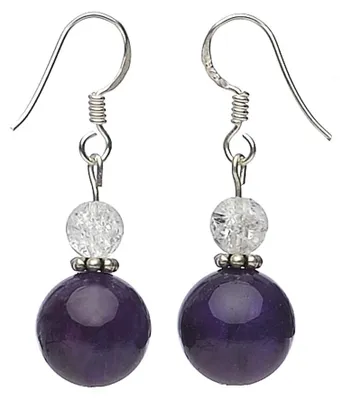 Produktbild von Ohrringe Ohrhänger aus Amethyst & Bergkristall 925 Silber violett weiß Damen