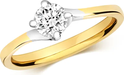 Produktbild von Funkelndes Feuer 18 Karat (750) Gold Solitär Verlobung Damen - Diamant Ring Brillant-Schliff 0.50 Karat GH - SI2, 51 (16.2); TRS3219418KYRSL