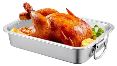 Immagine prodotto di Piastra da forno in acciaio inossidabile con maniglie - 40 x 30 x 7 cm