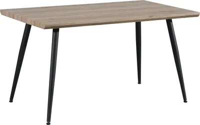 Produktbild von Esstisch Alrik Sonoma mit MDF-Tischplatte und Metallbeinen in mattem Schwarz 80x76x140 cm