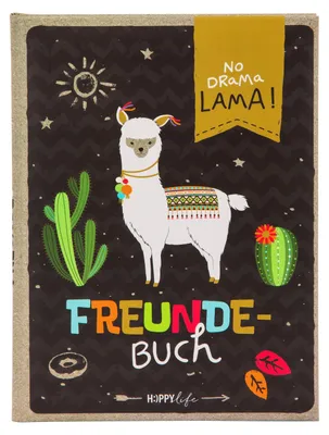 Image de Livre d'or des amis HAPPYlife Lama 15x21 cm 88 pages reliure en papier d'art
